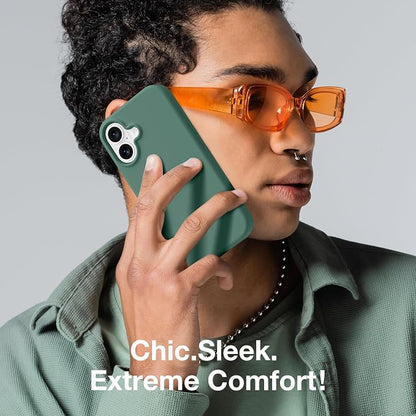 GONEZ Magnetic for iPhone 16 Case, Compatible with MagSafe, [Screen Protector + Camera Lens Protector], Liquid Silicone Shockproof Protective Phone Case for iPhone 16 6.1", Midnight Green