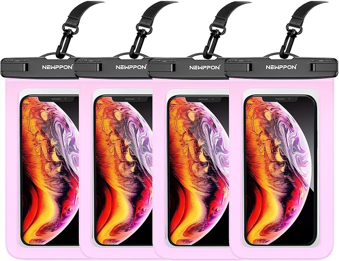 4 Pack 8.5“ Waterproof Cell Phone Pouch - Underwater Dry Bag Case Lanyard - Water Proof Clear Holder Protector for iPhone 16 15 14 Pro Max Plus Samsung Galaxy S25 S24 Ultra Note for Beach Swimming