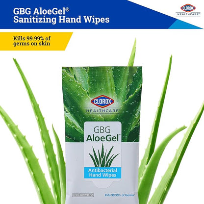 Clorox Healthcare GBG AloeGel Hand Sanitizer Wipes - Bleach-Free Hand Sanitizing Wipes for Hands in Resealable Pouch - Disinfecting Sanitizer Solution for School Supplies & Office Use, 20 Count