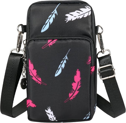 Cell Phone Armband Bag Purse with Crossover Body Shoulder Strap for Samsung Galaxy Z Fold 3 S22 Ultra S21 FE A03S A12 A32 5G A42 5G A52 5G A72 XCover Pro, Moto E G Pure Play G9 Power Pixel 6 (Feather)