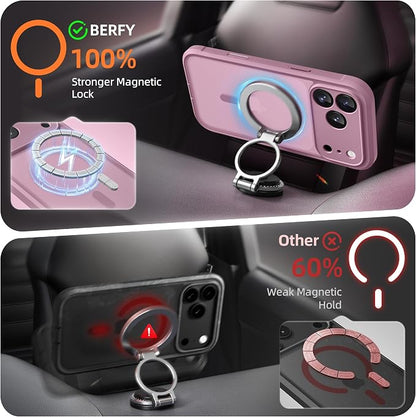 BERFY for iPhone 17 Pro Max Case, Compatible with MagSafe, Built-in Privacy Screen Protector, Camera Protection, Shockproof Full Body Phone Case 6.9", Translucent Palevioletred