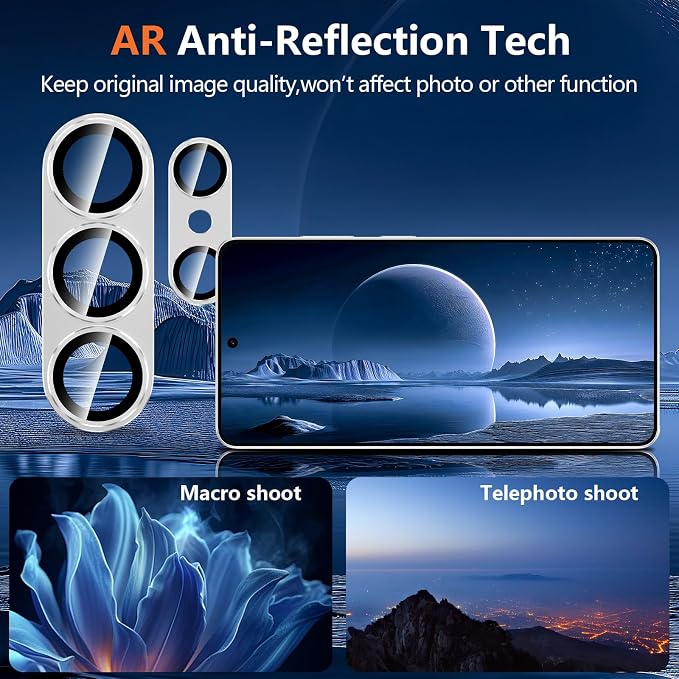 for Samsung Galaxy S26 Ultra Camera Lens Protector, Electroplated Matte Back with 9H Tempered Glass Lens Protector, [Strong Adsorption] [Case-Friendly] Metal Ring HD Clear Lens Cover, Slivery