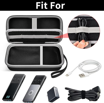 Comecase Travel Case for Anker 727/ Prime 6-in-1 USB C Charging Station | Hard Shell, Mesh Pocket and Elastic Cable Slots for Travelers, Business Trips, Camping and Remote Work, Box Only - Black