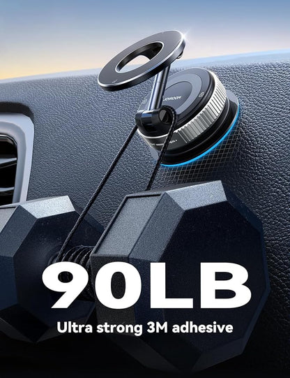 JOYROOM Magsafe Car Mount, Vacuum Car Phone Mount with Strong Magnet, 360° Metal Strut Suction Cup Phone Mount for iPhone 17 Pro Max/16 15 14 13 12 Series& Android Magsafe Case,Silver