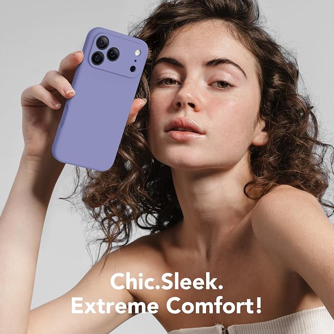 Magnetic for iPhone 17 Pro Case, Compatible with MagSafe, [Full Camera Protection][Screen Protector] Silicone Shockproof Protective Phone Case for iPhone 17 Pro 6.3", Lavender Gray