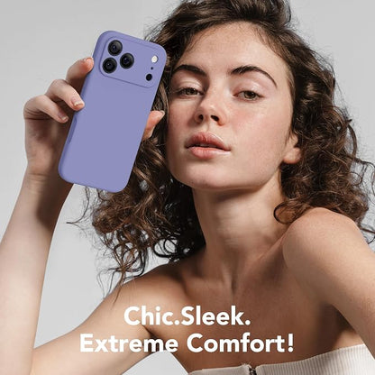 Magnetic for iPhone 17 Pro Case, Compatible with MagSafe, [Full Camera Protection][Screen Protector] Silicone Shockproof Protective Phone Case for iPhone 17 Pro 6.3", Lavender Gray
