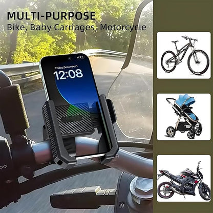 Bike Phone Mount Holder, Motorcycle Phone Mount Handlebar Clamp One-Hand Release & Quick Lock - 360 Degree Rotation Compatible with iPhone & Android Smartphones from 4.5"-7",Black 89001A