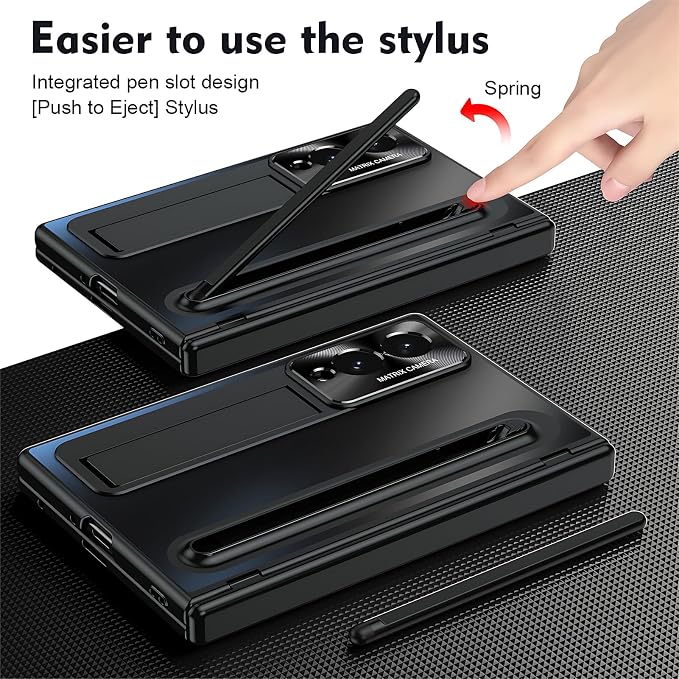 Case for Samsung Galaxy Z Fold 8 Wide, with Kickstand (Black) | Stulys, Screen Protector, Shockproof, Slim, Anti-fingerprint, Scratch-Resistant, Lens Protection, Hands-free Viewing
