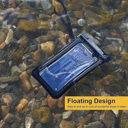 ProCase 2 Pack Floating Waterproof Phone Pouch IPX8, Universal Dry Bag Fits iPhone 17/16/15/14/13 Series, Galaxy S24/S23/S22, Pixel 8/7 (Up to 7”), Touchscreen, Underwater & Snow Protection -Black
