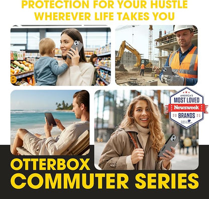 OtterBox iPhone 16e, 15, 14, & 13 Commuter Series Case - Slim & Tough, Pocket-Friendly, with Port Protection - Grey/Black