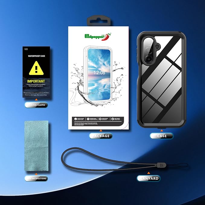 Waterproof Case Compatible with Samsung Galaxy A17 5G, Fully Sealed Underwater IP68 Waterproof Shockproof Dustproof Full-Body Protective Clear Cover Built-in Screen Protector. (Black)