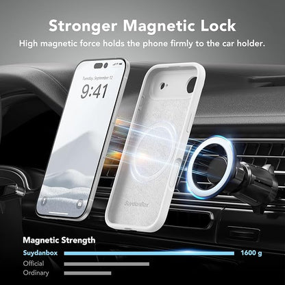 Magnetic for iPhone Air Case, Compatible with MagSafe, [Full Camera Protection][Screen Protector] Silicone Shockproof Protective Phone Case for iPhone 17 Air 6.5", White