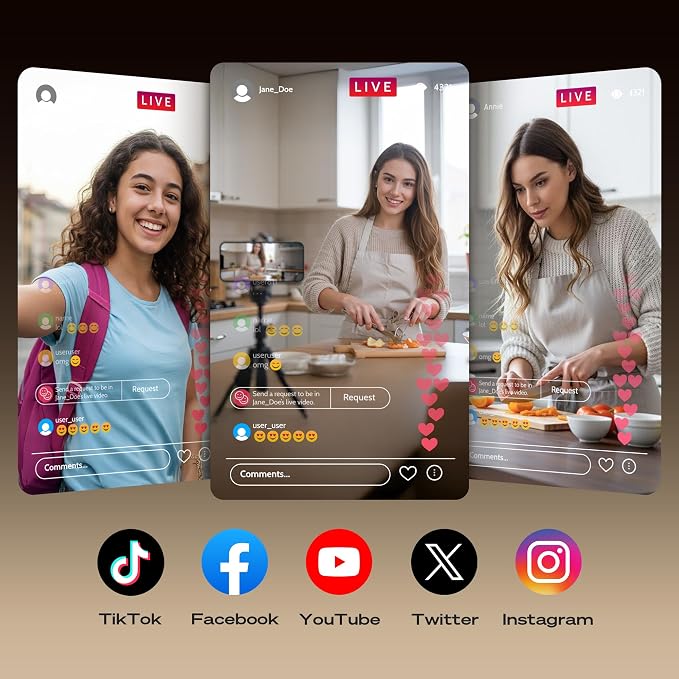 Synco XView Selfie Monitor Screen for iPhone 7-16 Series, Secure Private Wireless P2P, 4K/1080p Magnetic Back Camera Vlog Monitor with 164FT Range for YouTube TikTok (Black)