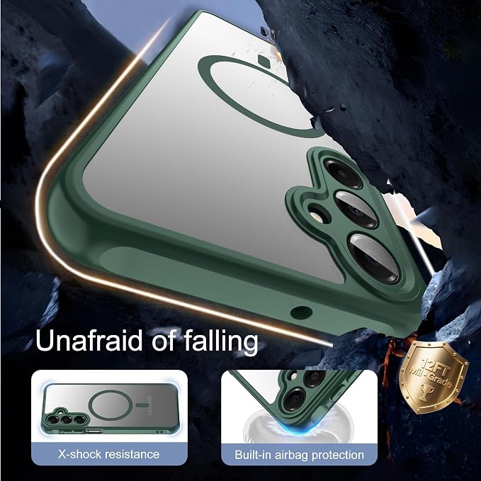 Pilaru for Samsung Galaxy A16 Case [Compatible with Magsafe] Translucent Matte Magnetic Phone Case,Slim Thin Duty Shockproof Protection Cover with 2pc Tempered Glass Screen Protector for A 16-Green