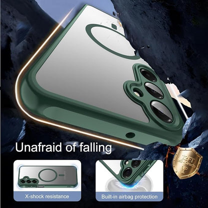 Pilaru for Samsung Galaxy A16 Case [Compatible with Magsafe] Translucent Matte Magnetic Phone Case,Slim Thin Duty Shockproof Protection Cover with 2pc Tempered Glass Screen Protector for A 16-Green