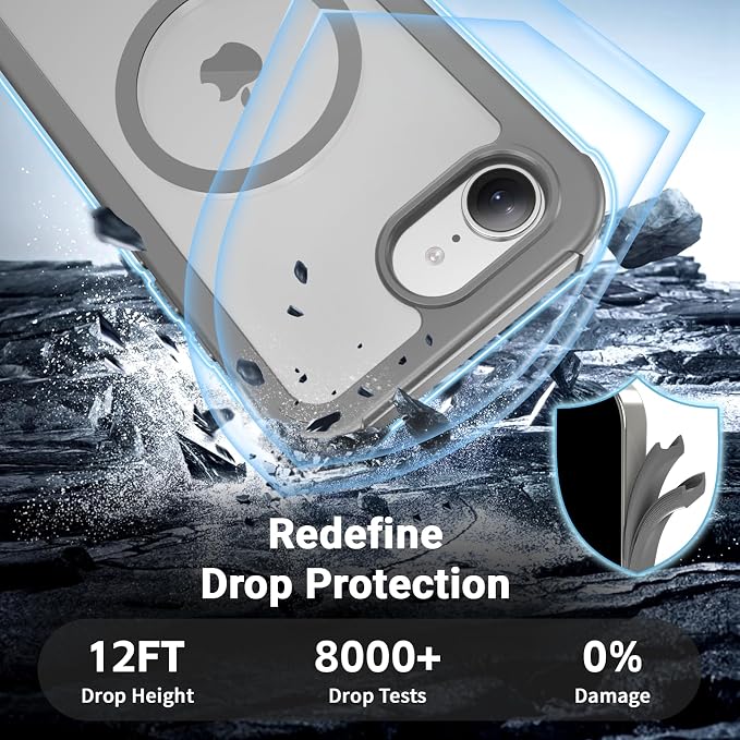 jaroco Magnetic for iPhone 17e Case& iPhone 16e Case, [Compatible with MagSafe][Military Grade Drop Protection][Heavy Duty Protection][Non-Slip][Shockproof] 2-Layer Bumper Phone Case 6.1''-Gray