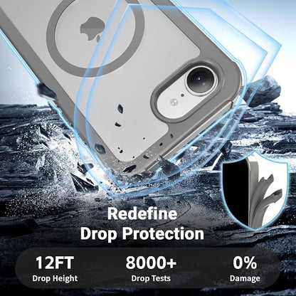 jaroco Magnetic for iPhone 17e Case& iPhone 16e Case, [Compatible with MagSafe][Military Grade Drop Protection][Heavy Duty Protection][Non-Slip][Shockproof] 2-Layer Bumper Phone Case 6.1''-Gray