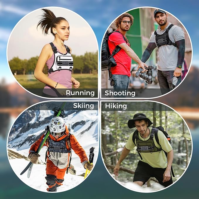 Muserise Sports Chest Bag For Men Women, Water Resistant Lightweight Front Chest Pack, Running Vest Bag With Built-In Phone Holder & Extra Storage For Workouts, Running, Cycling (Camo)