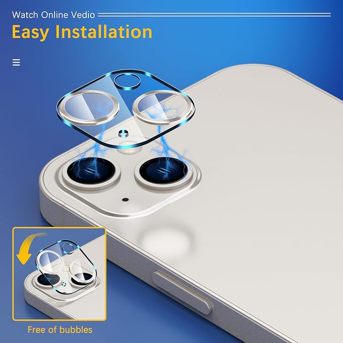 UniqueMe [3 Pack Compatible with iPhone 13 6.1" / iPhone 13 Mini 5.4" Camera Lens Protector Tempered Glass, [Case Friendly][New Version][Scratch-Resistant][Easy Installation] - Silver Circle