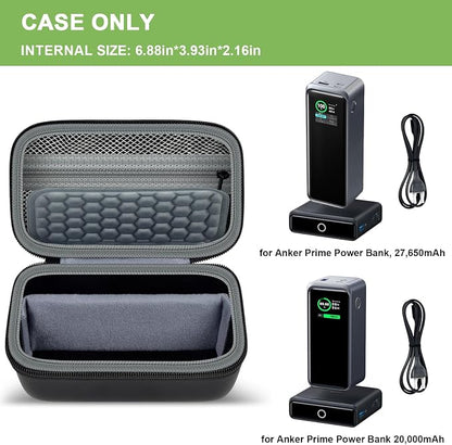 Case Compatible with Anker Prime Power Bank, 27,650mAh/ for Anker Prime Power Bank 20,000mAh Portable Charger with 100W Charging Base, Battery Pack Power Station Organizer, Hold Cable and Charger