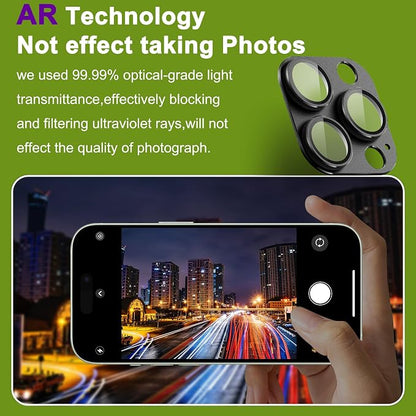 2-Pack Shatterproof Camera Lens Protector for iPhone 14 Pro/14 Pro Max |AR Tempered Glass Strong Adsorption Metal Camera Cover Screen(Black)