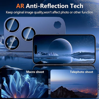 for iPhone 17 Pro Camera Lens Protector, [Military Grade Shatterproof] [Strong Adsorption] [Case Friendly] Full Coverage Metal Aluminum Alloy 9H Tempered Glass Camera Screen Cover, Navy Blue