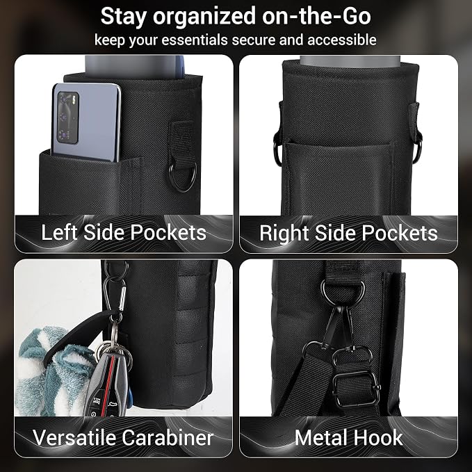 Magnetic Gym Bag with Phone Pocket Water Bottle Holder – 6 Built-in Magnets for Hands-Free Use – Ideal for Workouts, Outdoor, Travel – Securely Attaches to Equipmen