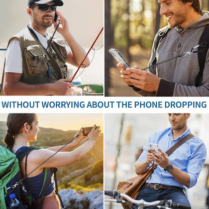 Doormoon Phone Lanyard Tether with Patch, Universal Stretchy Straps and Phone Case Anchor for Anti-drop Outdoor Skiing Hiking Cycling Climbing Compatible for iPhone Samsung Pixel Most Smartphones
