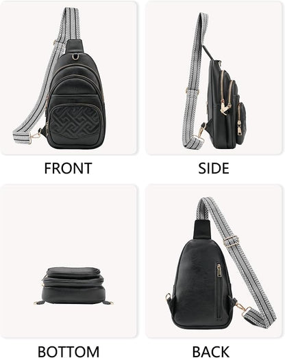Anti Theft Crossbody Bags for Women, RFID Vegan Leather Sling Purse for Travel, Chest Bag, Cross Body Purses & Fanny Packs(Black) | Multi-Pocket, 8 RFID Card Slots, Structured bag, Quilted Design