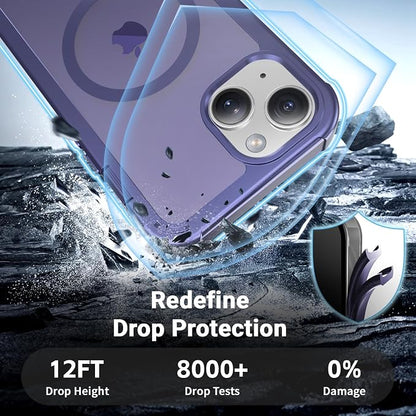 jaroco Magnetic for iPhone 14 Case, [Compatible with MagSafe][Military Grade Drop Protection][Heavy Duty Protection][Non-Slip][Shockproof] 2-Layer Durable Bumper Phone Case 6.1''-Dark Purple