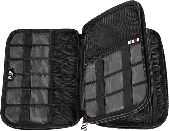 BUBM Double Layer Electronic Accessories Organizer, Travel Gadget Bag for Cables, USB Flash Drive, Plug and More, Perfect Size Fits for iPad Mini (Medium, Black) | Travel Gadget Bag for Cables, USB Flash Drive, Plug and More, Perfect Size Fits for iPad...