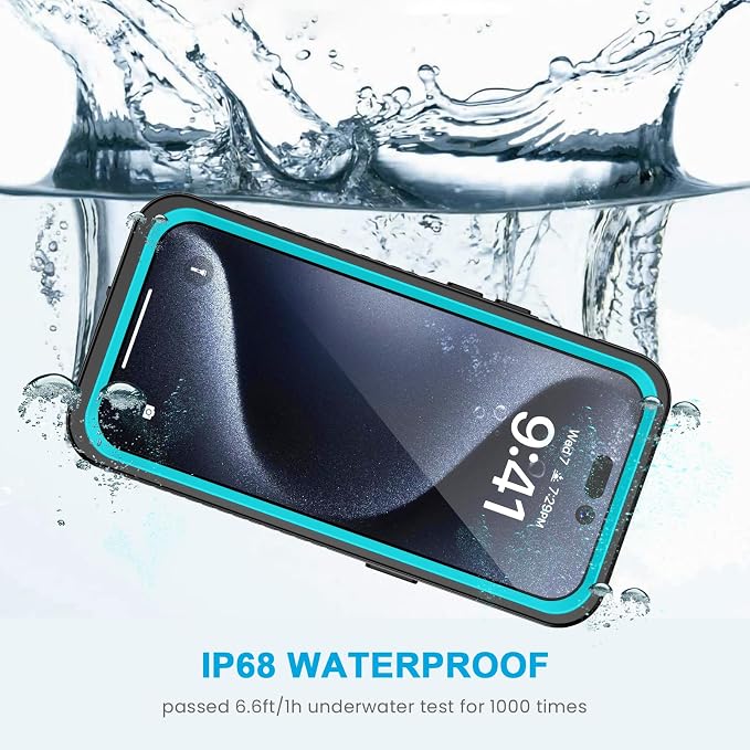 Lanhiem for iPhone 15 Pro Case, IP68 Waterproof Dustproof Shockproof Cases with Built-in Screen Protector, Full Body Protective Heavy Duty Rugged Phone Cover for iPhone 15 Pro - 6.1 inch (Blue)