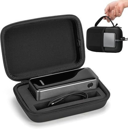 Case for Anker Prime 27,650mAh 250W / 25,000mAh 165W Power Bank,Battery Charging Station Hard Case Travel Carrying Storage Holder Protective Cover for USB-C Charger With Type-C Cable Hole+Side Storage