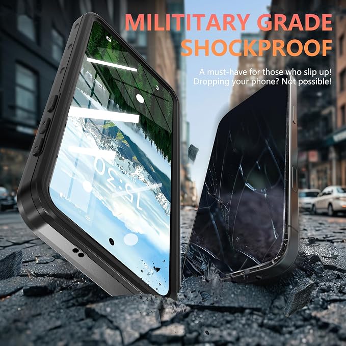 Omio for Galaxy S25 Edge Waterproof Case Compatible with MagSafe, Magnetic Waterproof Full Body IP68 Underwater Case Built-in Screen Protector Military Grade Shockproof Case for Men Women Black