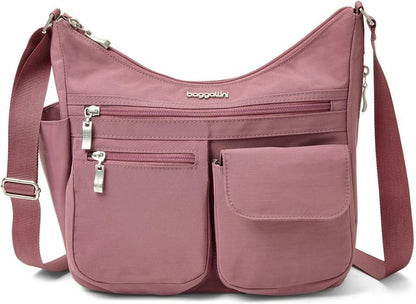 Baggallini womens Everywhere Bagg Crossbody Women 11x9 Lightweight Nylon Hobo Water-resistant Travel Bag W/Rfid