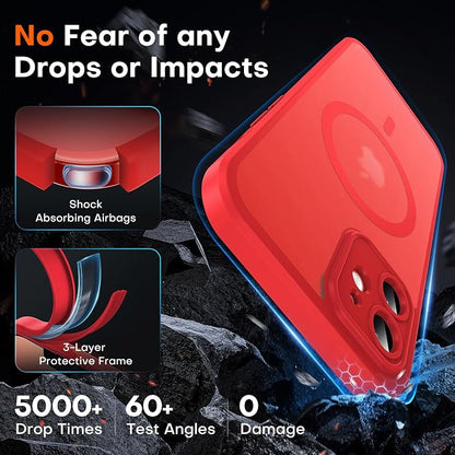 TOCOL for Phone 12 Case, Compatible with Magsafe Charger, Full Camera Protection, Drop Protection, Translucent Matte Phone Case for iPhone 12 6.1 inch (Red)