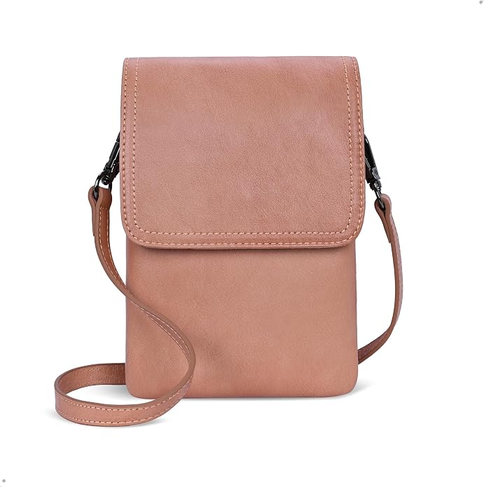 Iswee Leather Crossbody Bags for Women RFID Blocking Cell Phone Purse Small Anti-Theft Zippered with Card slots