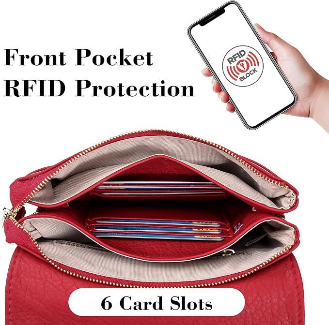 MINICAT RFID Blocking Small Crossbody Bags for Women Vegan Leather Mini Travel Purses Cell Phone Purse Cross Body Bag