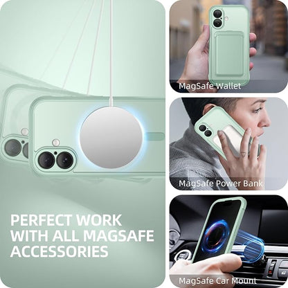 BERFY for iPhone 17 Case, Compatible with MagSafe, Built-in Privacy Screen Protector, Camera Protection, Shockproof Full Body Phone Case 6.3", Clear Green
