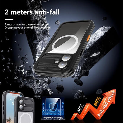 Losin Compatible with iPhone 17 Waterproof Case, [Compatible with MagSafe] [Built-in Screen Protector], Full Body Protection Military Grade Shockproof Case, Black