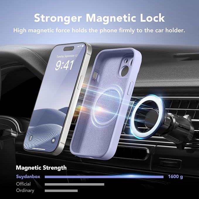 Magnetic for iPhone 13 Case, Compatible with MagSafe, [Full Camera Protection][Screen Protector] Silicone Shockproof Protective Phone Case for iPhone 13 6.1", Lilac