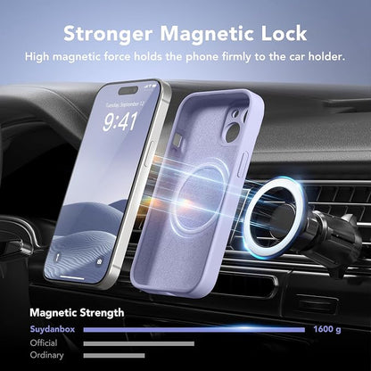 Magnetic for iPhone 13 Case, Compatible with MagSafe, [Full Camera Protection][Screen Protector] Silicone Shockproof Protective Phone Case for iPhone 13 6.1", Lilac