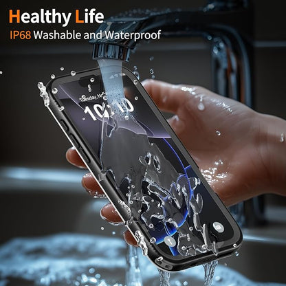 Cozycase for iPhone 16 Pro Max Waterproof Shockproof Dustproof Case [Compatible with MagSafe] - Heavy Duty/360 Full Body/Military Grade/Rugged Built in Screen/Camera Protector Black/Frosted Clear 6.9"