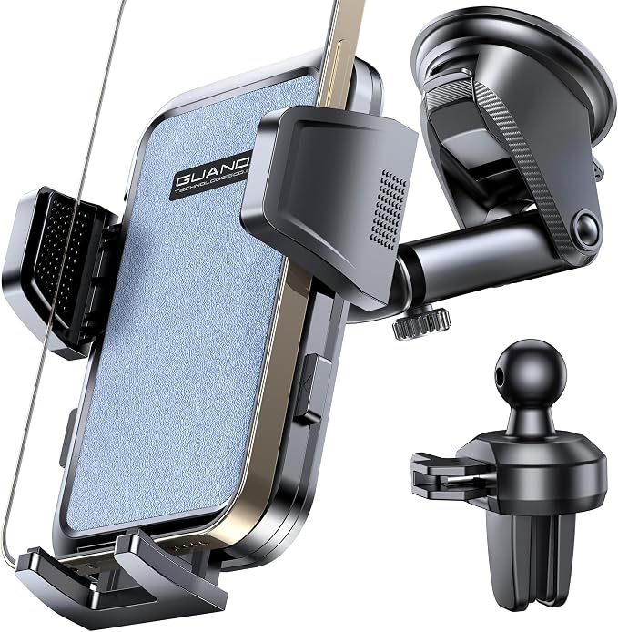 2026 Ultimate Car Phone Holder Mount (+Air Vent Clip) [Military Grade Stable], 360° Rotatable Suction Cup Car Phone Mount for Dashboard Windshield ,Truck Cradle Stand for iPhone 17 16 Pro Max Samsung