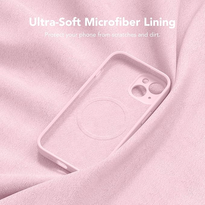 Magnetic for iPhone 13 Case, Compatible with MagSafe, [Full Camera Protection][Screen Protector] Silicone Shockproof Protective Phone Case for iPhone 13 6.1", Chalk Pink