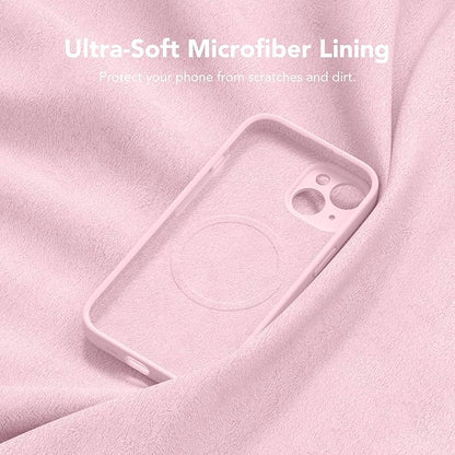 Magnetic for iPhone 14 Case, Compatible with MagSafe, [Full Camera Protection][Screen Protector] Silicone Shockproof Protective Phone Case for iPhone 14 6.1 inch, Chalk Pink