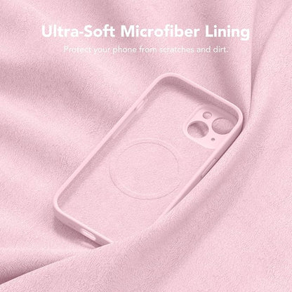 Magnetic for iPhone 15 Plus Case, Compatible with MagSafe, [Full Camera Protection][Screen Protector] Silicone Shockproof Protective Phone Case for iPhone 15 Plus 6.7", Chalk Pink