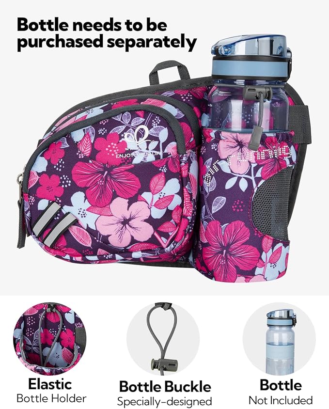 WATERFLY Fanny Pack Waist Bag: Waist Pack for Women Men with Water Bottle Holder Hiking Fanny Pack for Running Walking DogWalking Travel Cycling