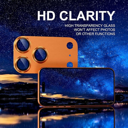 Choiche Compatible for iPhone 17 Pro Max Camera Lens Protector, Strong Adsorption Camera Cover with 9H Tempered Glass Lens Screen Protector Metal Ring Decoration Accessories 6.9-inch (Orange)
