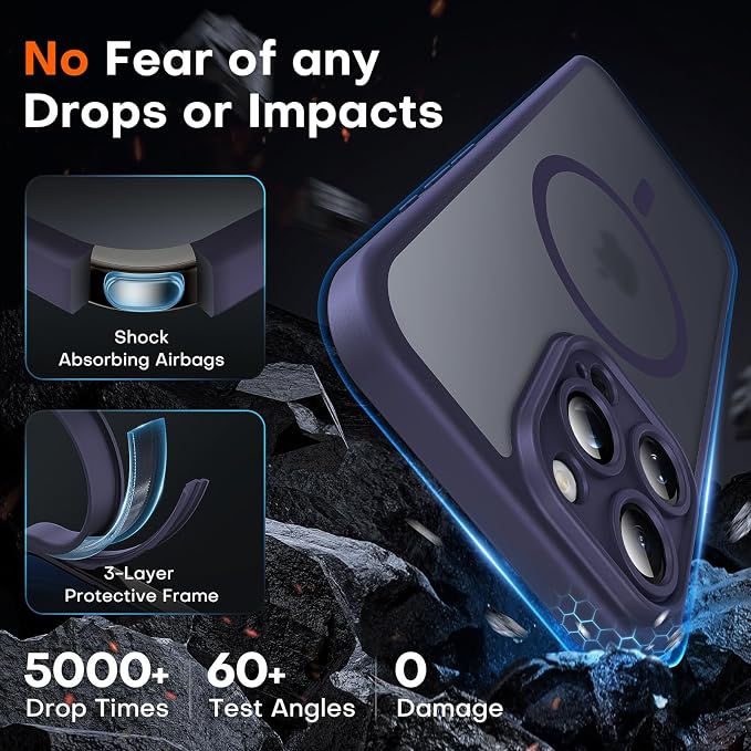 TOCOL for iPhone 16 Pro Max Phone Case Compatible with Magsafe Full Camera Protection Drop Protection Magnetic Translucent Matte Back Bumper Phone Case for 16 Pro Max 6.9-Inch (Midnight Purple)